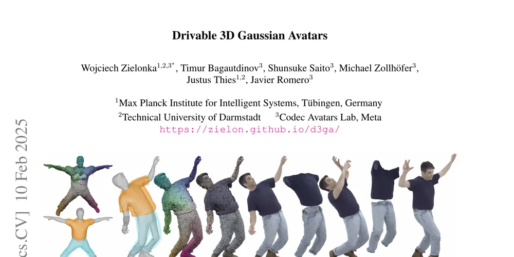 Paper teaser showing a sequence of expressive controllable 3D avatars